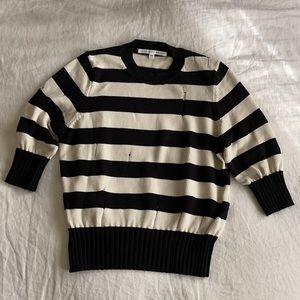 Veronica Beard Distressed Striped Sweater